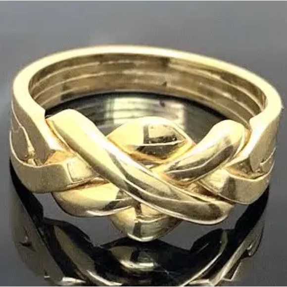 Puzzle Ring 14k Yellow Gold Vintage Estate Jewelry Women's Size 81/2 - Picture 5 of 5